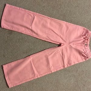 Girls pink wide leg jeans